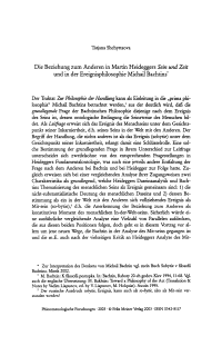 Die Beziehung zum Anderen in Martin Heideggers Sein und Zeit und in der Ereignisphilosophie Michail Bachtins