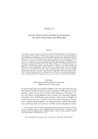 Natorp, Husserl und das Problem der Kontinuität von Leben, Wissenschaft und Philosophie