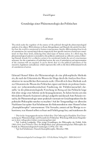 Grundzüge einer Phänomenologie des Politischen