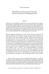 Widerfahrnisse. Dimensionen der Passivität und der Anonymität im Handlungsgeschehen