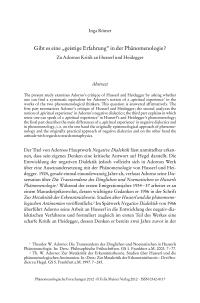 Gibt es eine „geistige Erfahrung“ in der Phänomenologie?