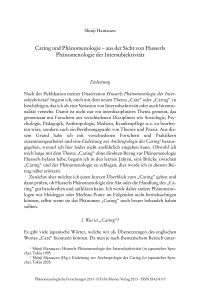 Caring und Phänomenologie – aus der Sicht von Husserls Phänomenologie der Intersubjektivität