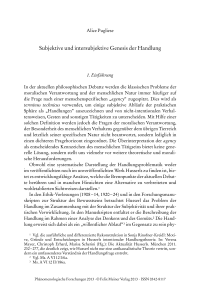 Subjektive und intersubjektive Genesis der Handlung