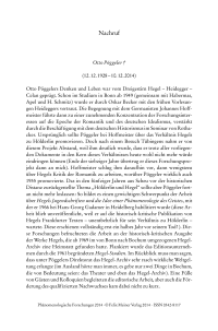 Nachruf auf Otto Pöggeler