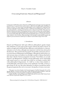 Overcoming Positivism: Husserl and Wittgenstein