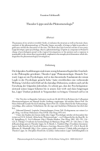 Theodor Lipps und die Phänomenologie