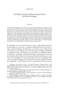 Der Begriff ,Austrag‘ als Bestimmung des Seins bei Martin Heidegger