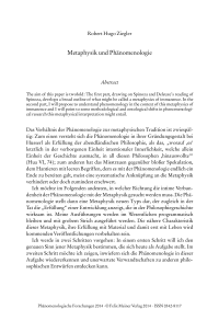 Metaphysik und Phänomenologie