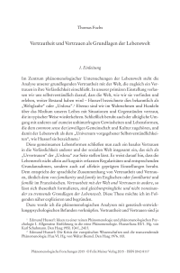 Vertrautheit und Vertrauen als Grundlagen der Lebenswelt
