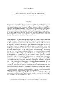 La dette: réalité de sa crise et crise de son concept