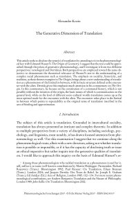 The Generative Dimension of Translation