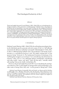 The Ontological Exclusivity of the I