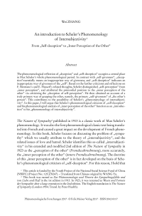 An introduction to Scheler’s Phenomenology of Intersubjectivity