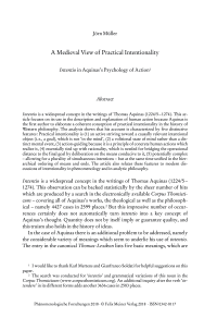 A Medieval View of Practical Intentionality