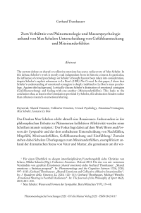 Zum Verhältnis von Phänomenologie und Massenpsychologie anhand von Max Schelers Unterscheidung von Gefühlsansteckung und Miteinanderfühlen