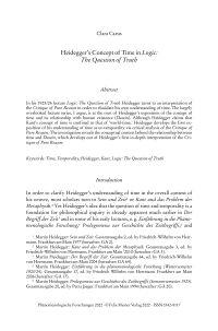 Heidegger’s Concept of Time in Logic: The Question of Truth