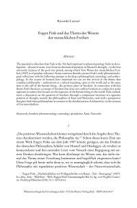 Eugen Fink und das Thema des Wesens der menschlichen Freiheit