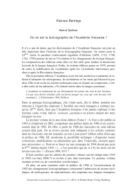 Où en est la lexicographie de l'Académie française ?