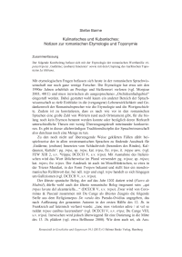 Kulinarisches und Kubanisches: Notizen zur romanischen Etymologie und Toponymie 