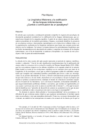 La Lingüística Misionera y la codificación de las lenguas indomexicanas ¿Cambio o continuación de un paradigma? 