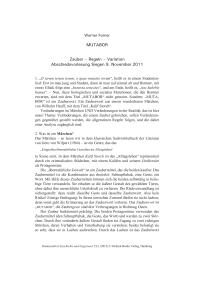 Zauber – Regeln – Variation Abschiedsvorlesung Siegen 9. November 2011 