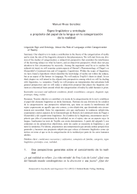 Linguistic Sign and Ontology. About the Role of Language within Categorization of Reality 