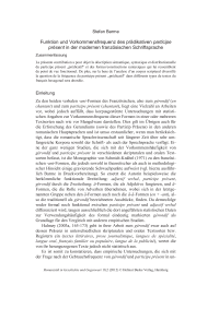 Funktion und Vorkommensfrequenz des prädikativen participe présent in der modernen französischen Schriftsprache
