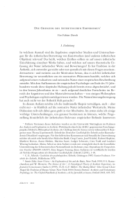 Die Grenzen des ästhetisch en Empirismus 