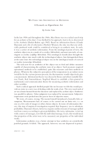 We Find the Aesthetics in Between – A Remark on Algoritmic Art