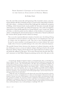 From Adorno’s Critique of Culture Industry to the Critical Evaluation of Digital Media