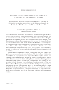 Tagungsbericht: »Gegenstand und Methoden der empirischen Ästhetik«