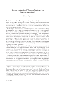 Can the Institutional Theory of Art survive Zombie Formalism?