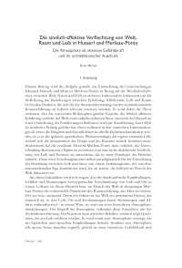 Die sinnlich-affektive Verflechtung von Welt, Raum und Leib in Husserl und Merleau-Ponty