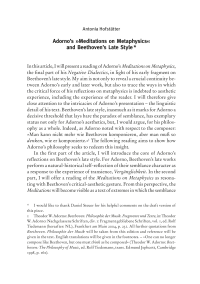 Adorno’s »Meditations on Metaphysics« and Beethoven’s Late Style