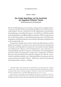 Das Projekt Negt/Kluge und die Geschichte der Gegenwart kritischer Theorie