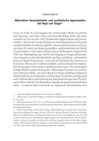 Alternativer Gesamtarbeiter und synthetische Apperzeption bei Negt und Kluge