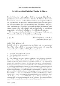 Ein Brief von Alfred Seidel an Theodor W. Adorno
