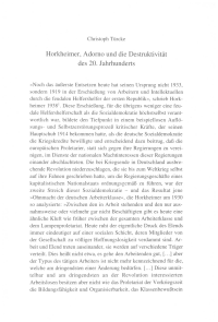 Horkheimer, Adorno und die Destruktivitätdes 20. Jahrhunderts