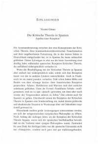 Die Kritische Theorie in Spanien