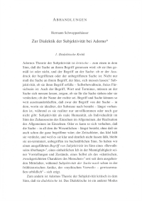 Zur Dialektik der Subjektivität bei Adorno