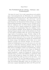 Das Nichtidentische bei Adorno - Substanz- oder Problembegriff?