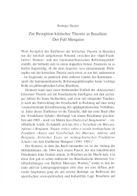 Zur Rezeption kritischer Theorie in Brasilien: Der Fall Merquior