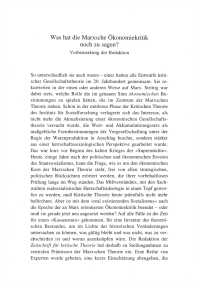 Was hat die Marxsche Ökonomiekritik noch zu sagen?