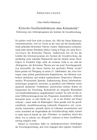 Kritische Gesellschaftstheorie ohne Kulturkritik?
