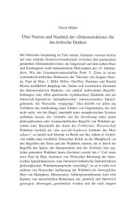 Über Nutzen und Nachteil der »Dekonstruktion« für das kritische Denken