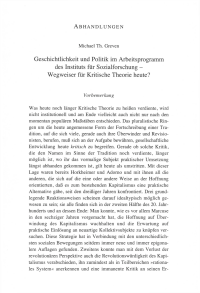 Geschichtlichkeit und Politik im Arbeitsprogramm des Instituts für Sozialforschung - Wegweiser für Kritische Theorie heute?