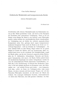Ästhetische Modernität und kompositorische Kritik