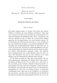 Kritische Theorie der Natur