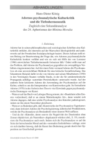 Adornos psychoanalytische Kulturkritik und die Tiefenhermeneutik