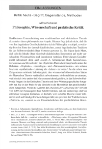 Philosophie, Wissenschaft und praktische Kritik
